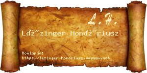 Lézinger Honóriusz névjegykártya